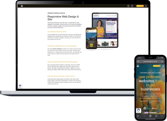 Swarming Bee Web Design, Mobile and Laptop Layout